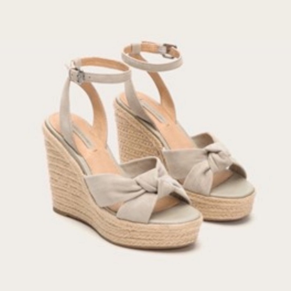 Frye Charlotte Twist Sage Espadrille Wedge Sandals